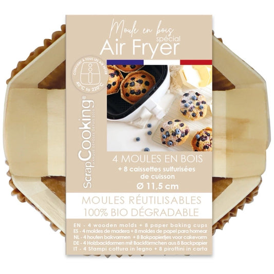 4 Moules Individuels Bois Ronds Dia. 11Cm + 8 Caissettes Sul