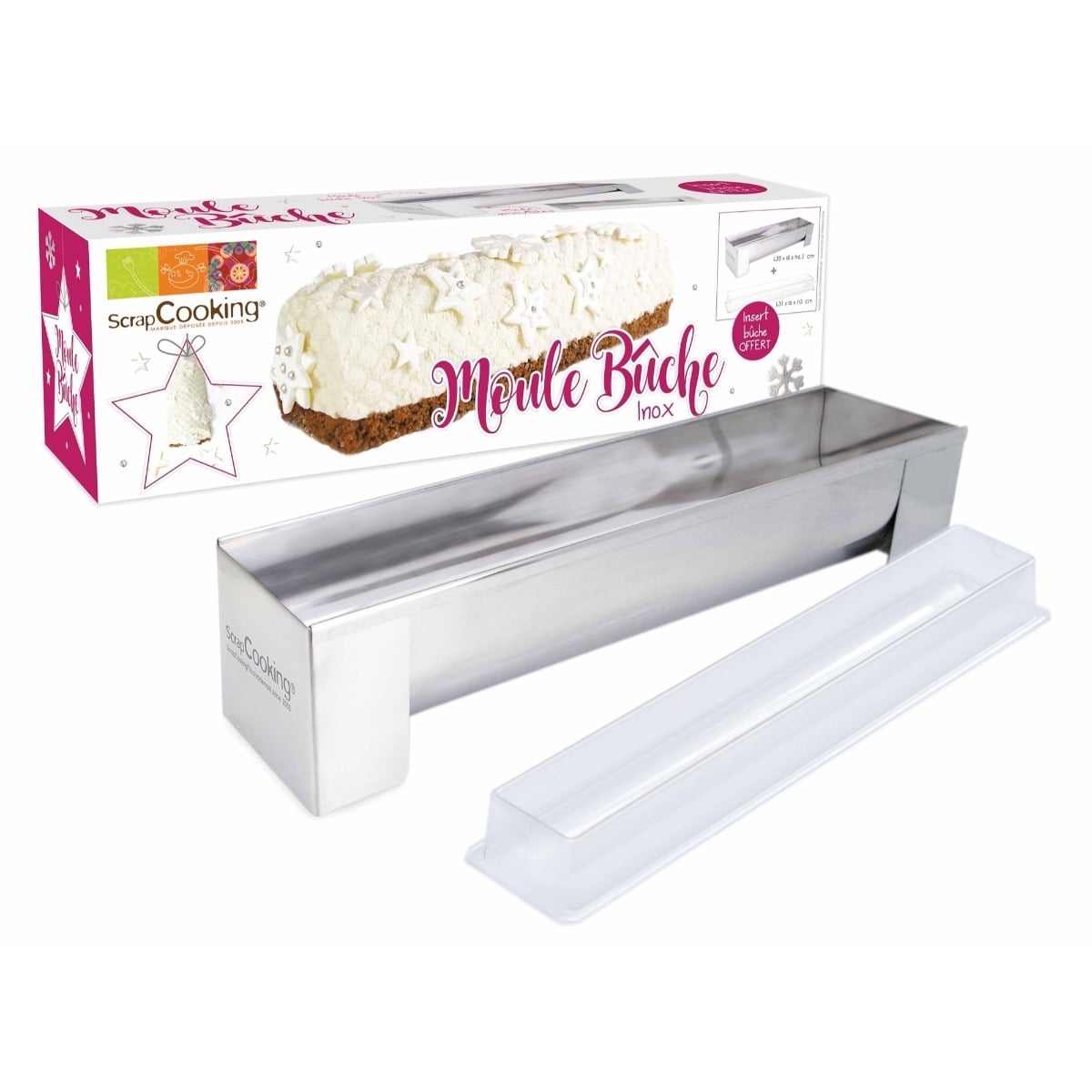 Moule à bûche en inox + insert