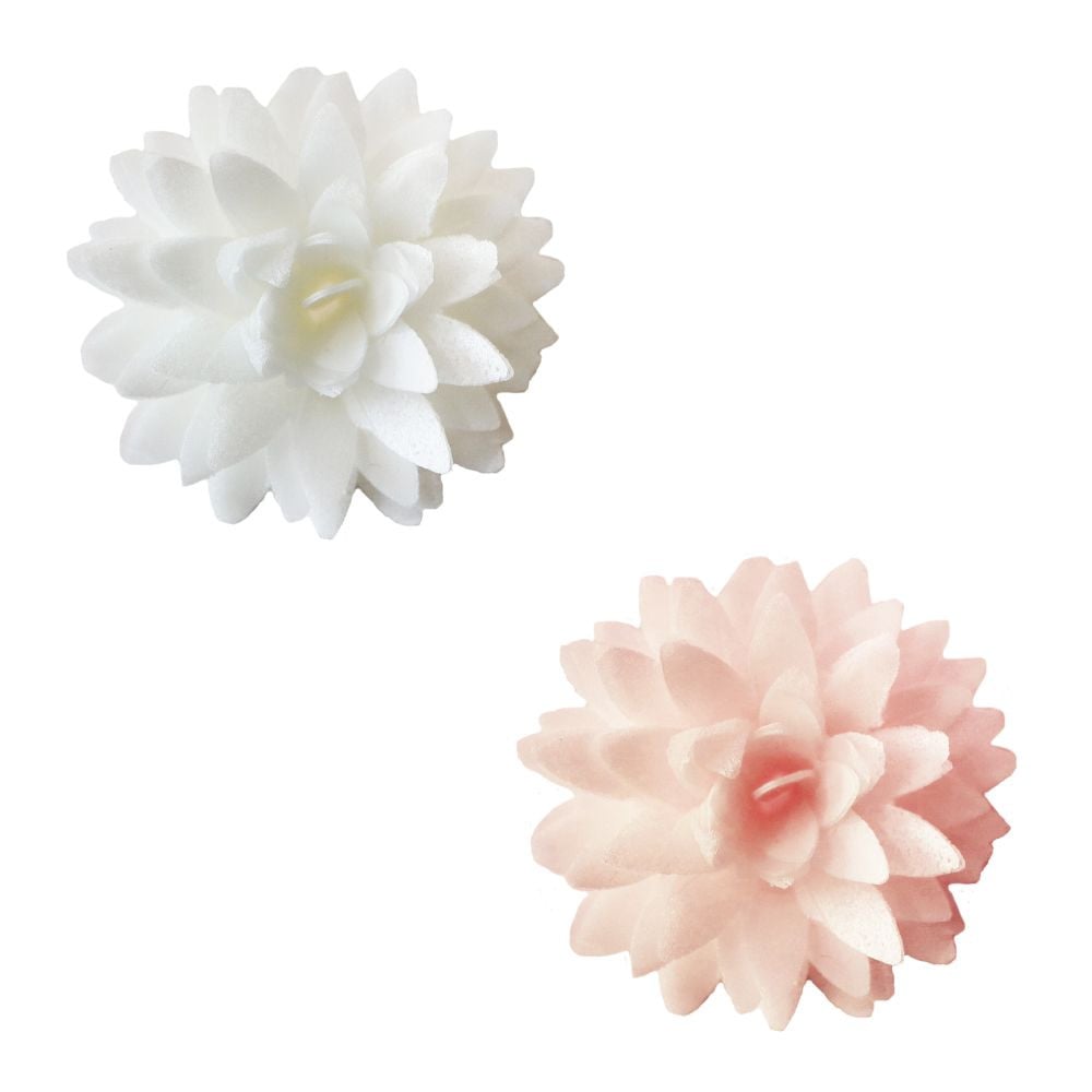 Dahlia en azyme blanc et rose pastel (5pcs)