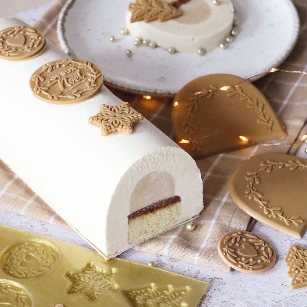 Moule silicone Embout de bûche pour décors en chocolat