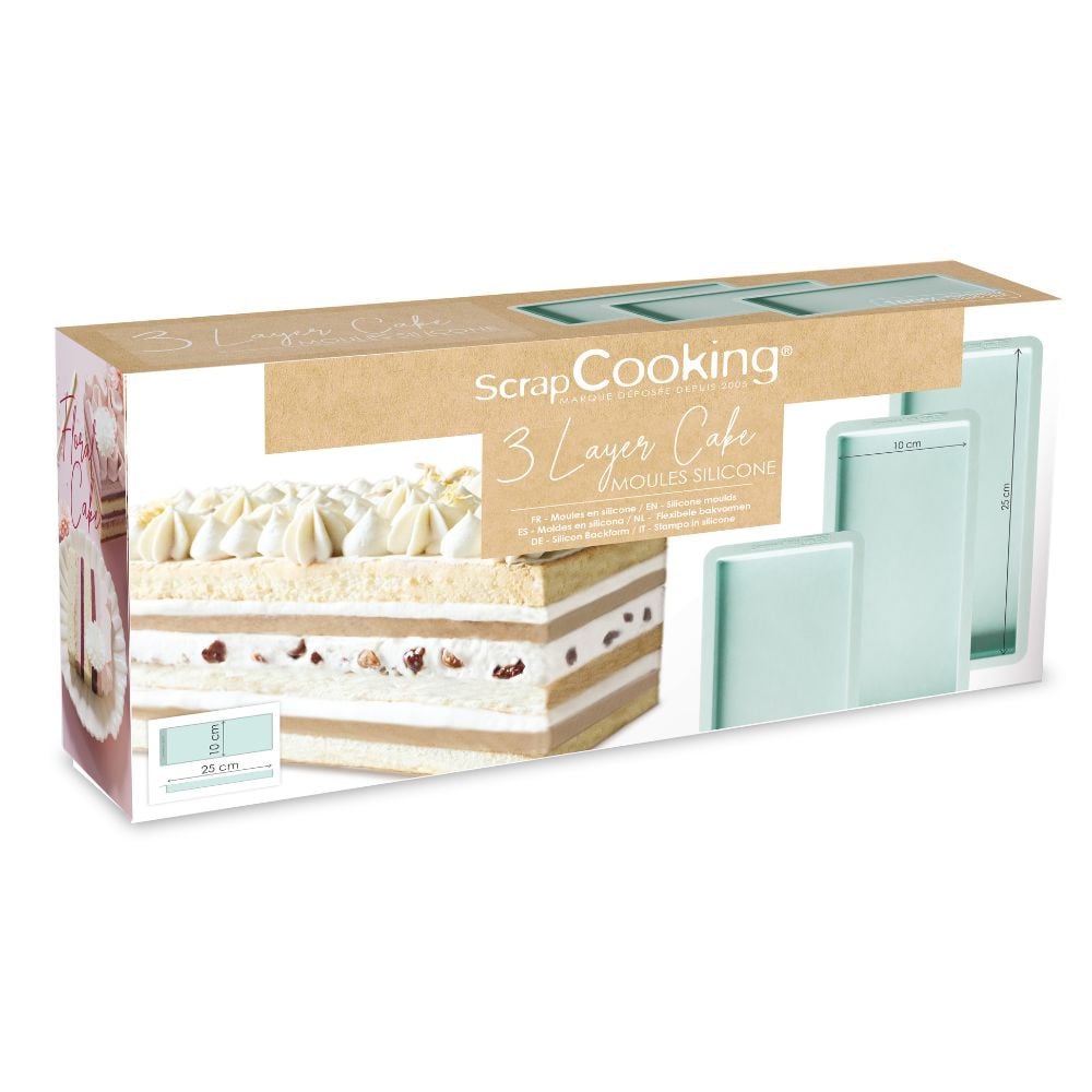 Moules silicone layer cake rectangulaires (3 pièces)