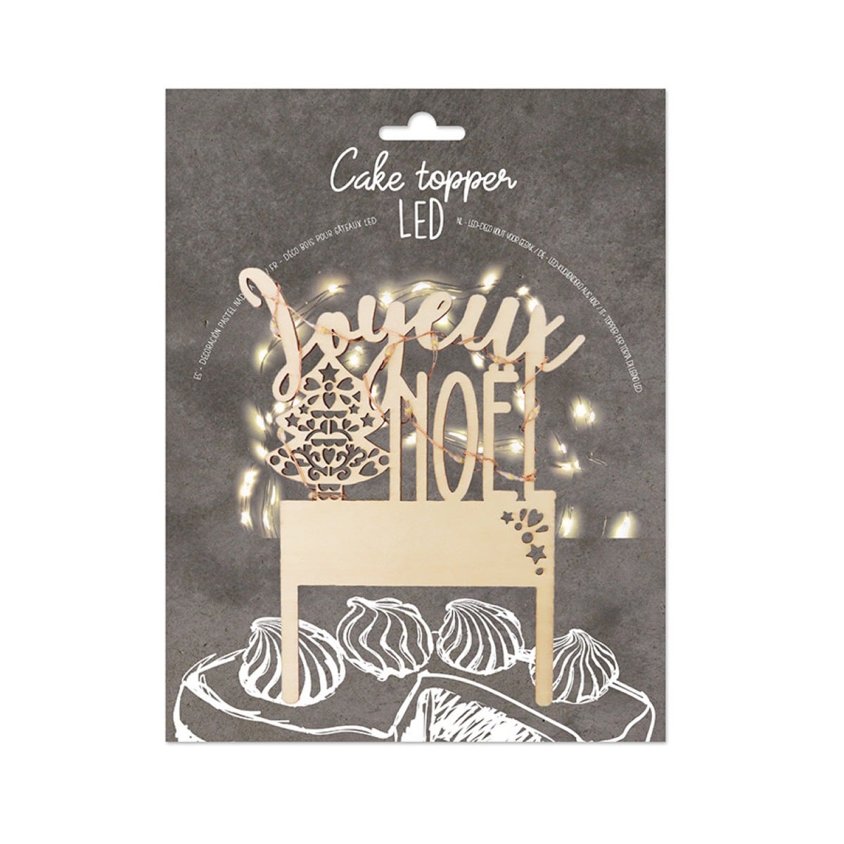 Cake topper LED - Joyeux Noël Sapin