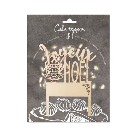 Cake topper LED - Joyeux Noël Sapin