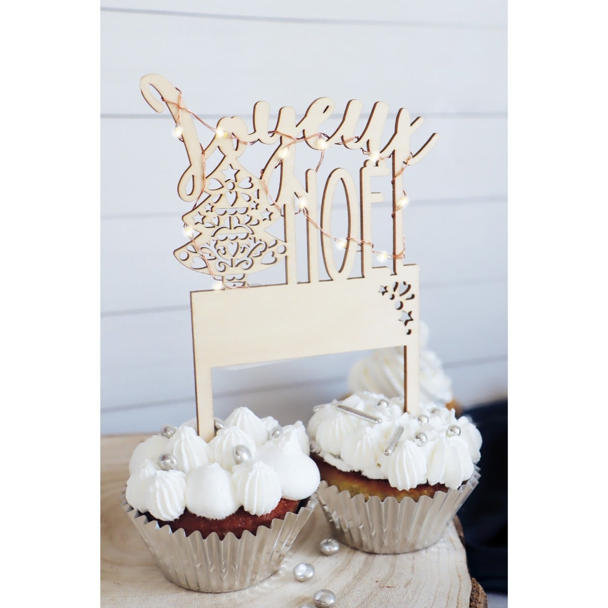 Cake topper LED - Joyeux Noël Sapin