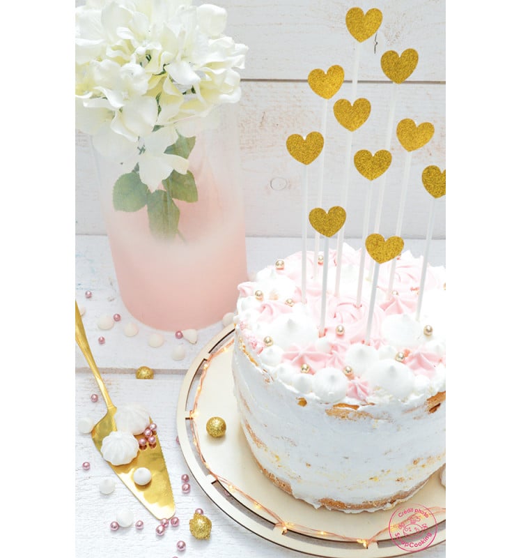 Cake toppers - Cœurs dorés (10pcs)