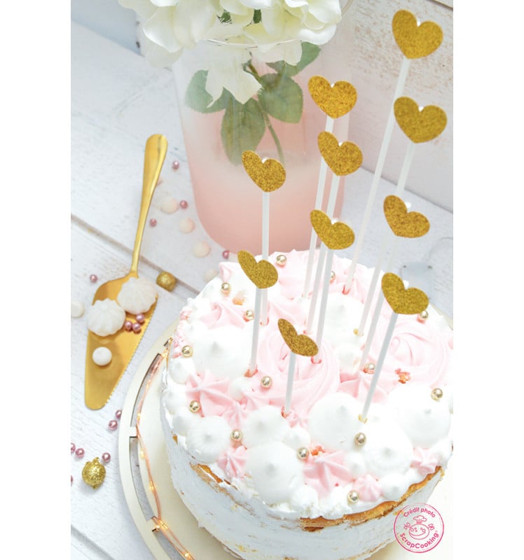 Cake toppers - Cœurs dorés (10pcs)