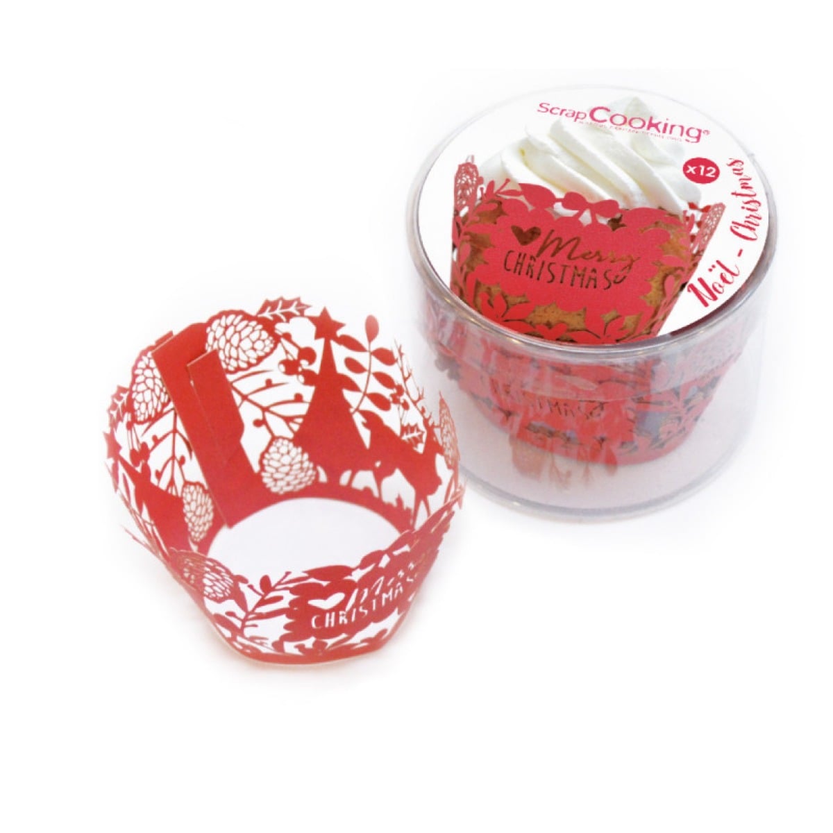 Contours dentelle cupcakes Noël (12pcs)