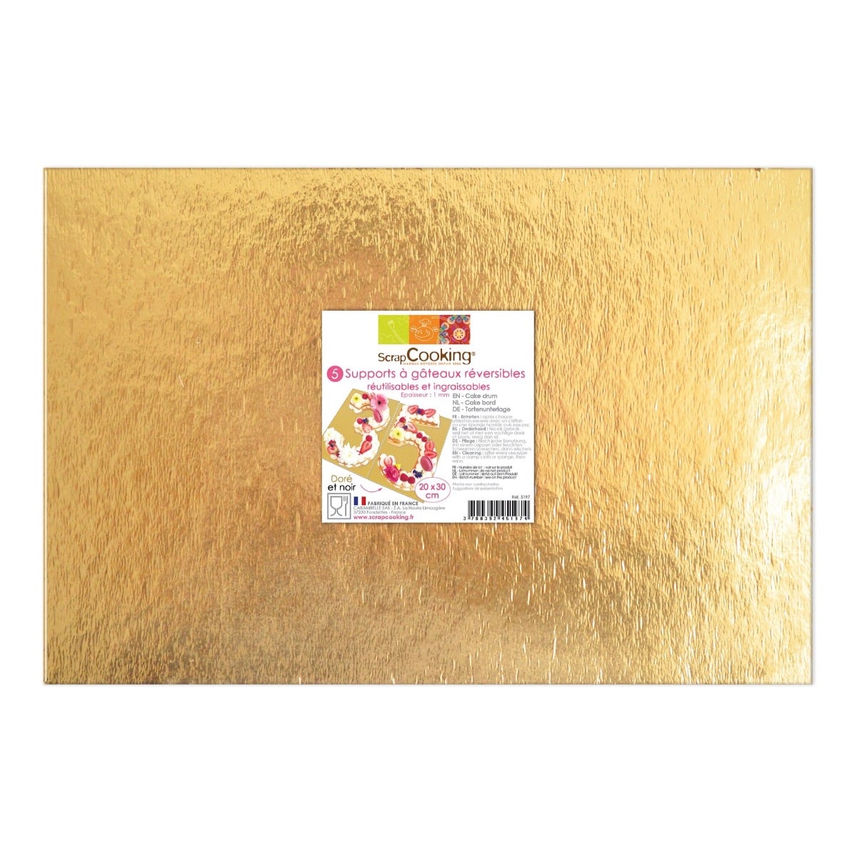 Plateaux or/noir reversible 20x30cm (5pcs)