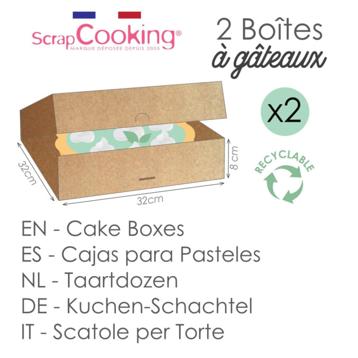Boîtes à gâteaux 32x32x8cm (2pcs)