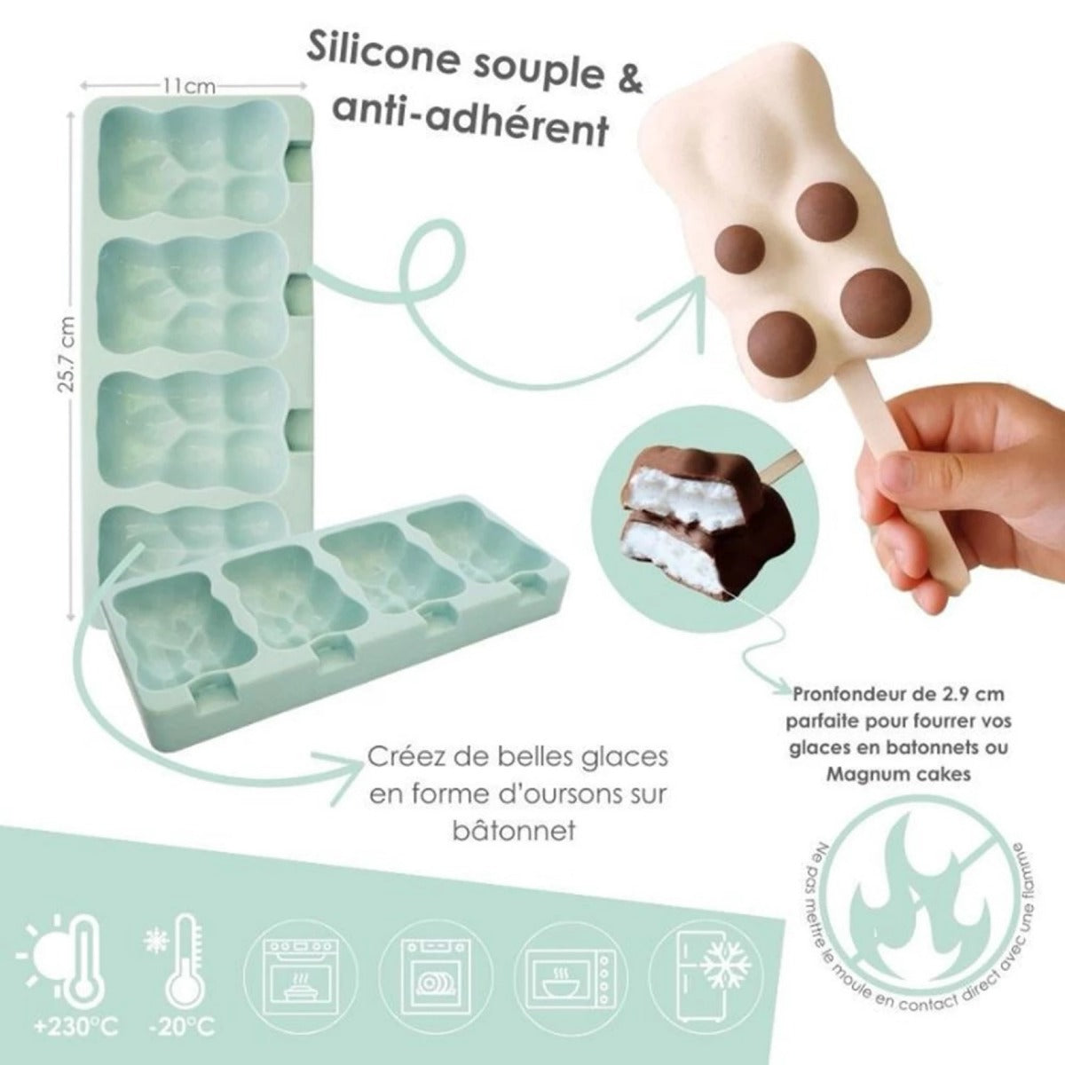 Moule Silicone Glace Oursons