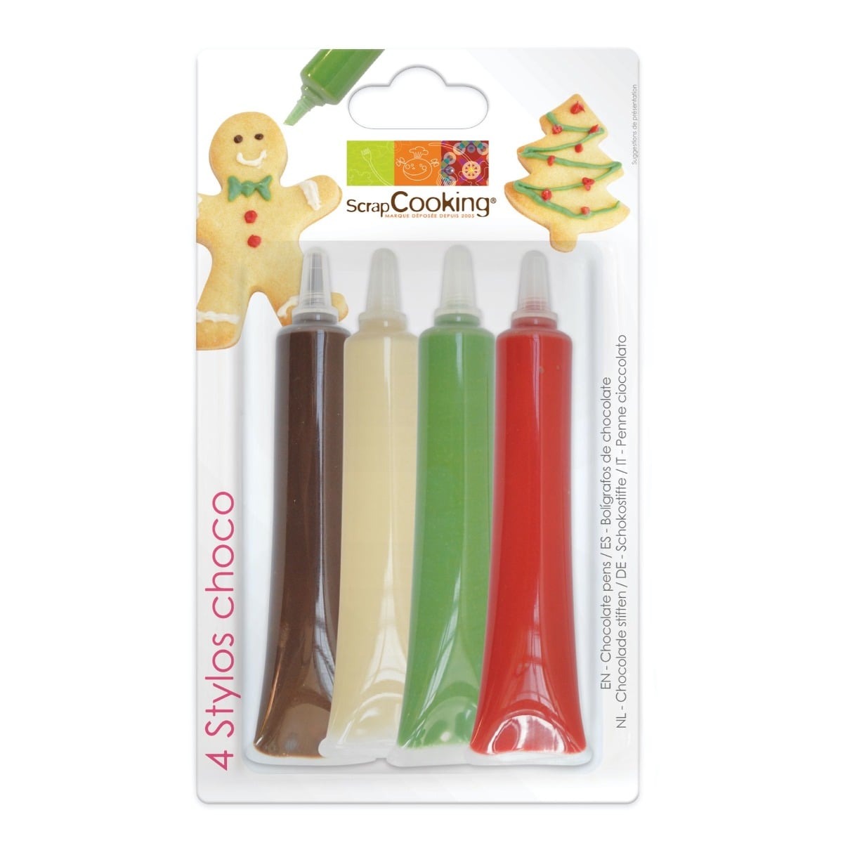 Stylo Choco - Rouge Blanc Vert Choco (4x25g)