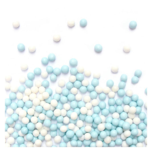 Pot de décors sucrés perles blanc/bleu