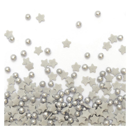 Mix étoiles/perles argentées (55gr)