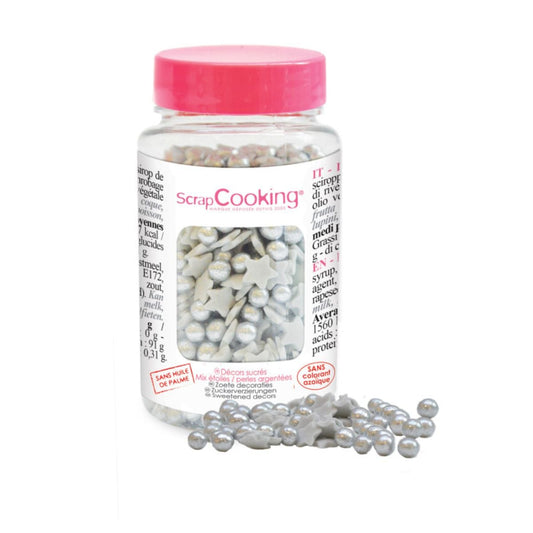 Mix étoiles/perles argentées (55gr)