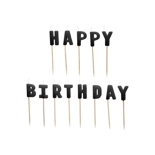 Bougies d’anniversaire Happy Birthday - noir