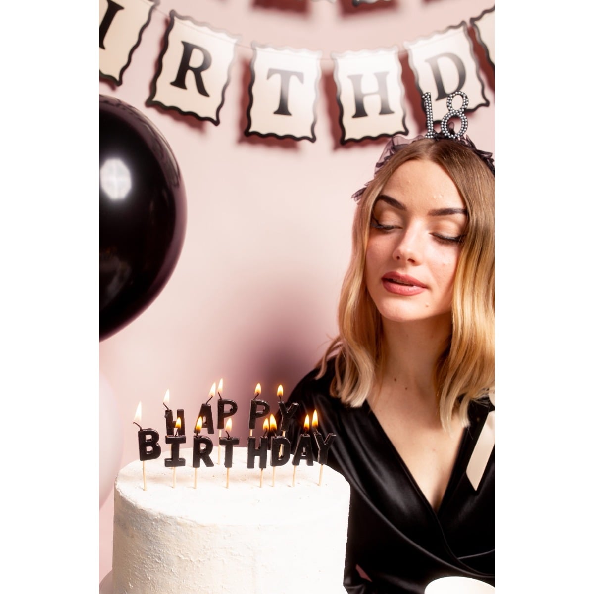 Bougies d’anniversaire Happy Birthday - noir
