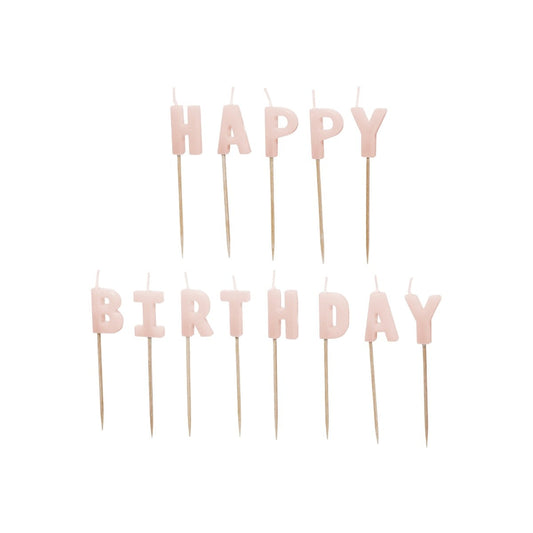 Bougies "Happy Birthday" - Rose