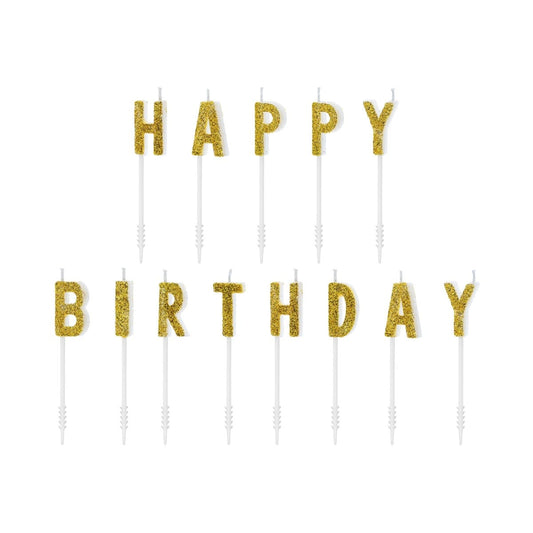 Bougies Happy Birthday (13pcs) - Or