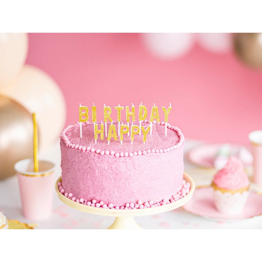 Bougies Happy Birthday (13pcs) - Or