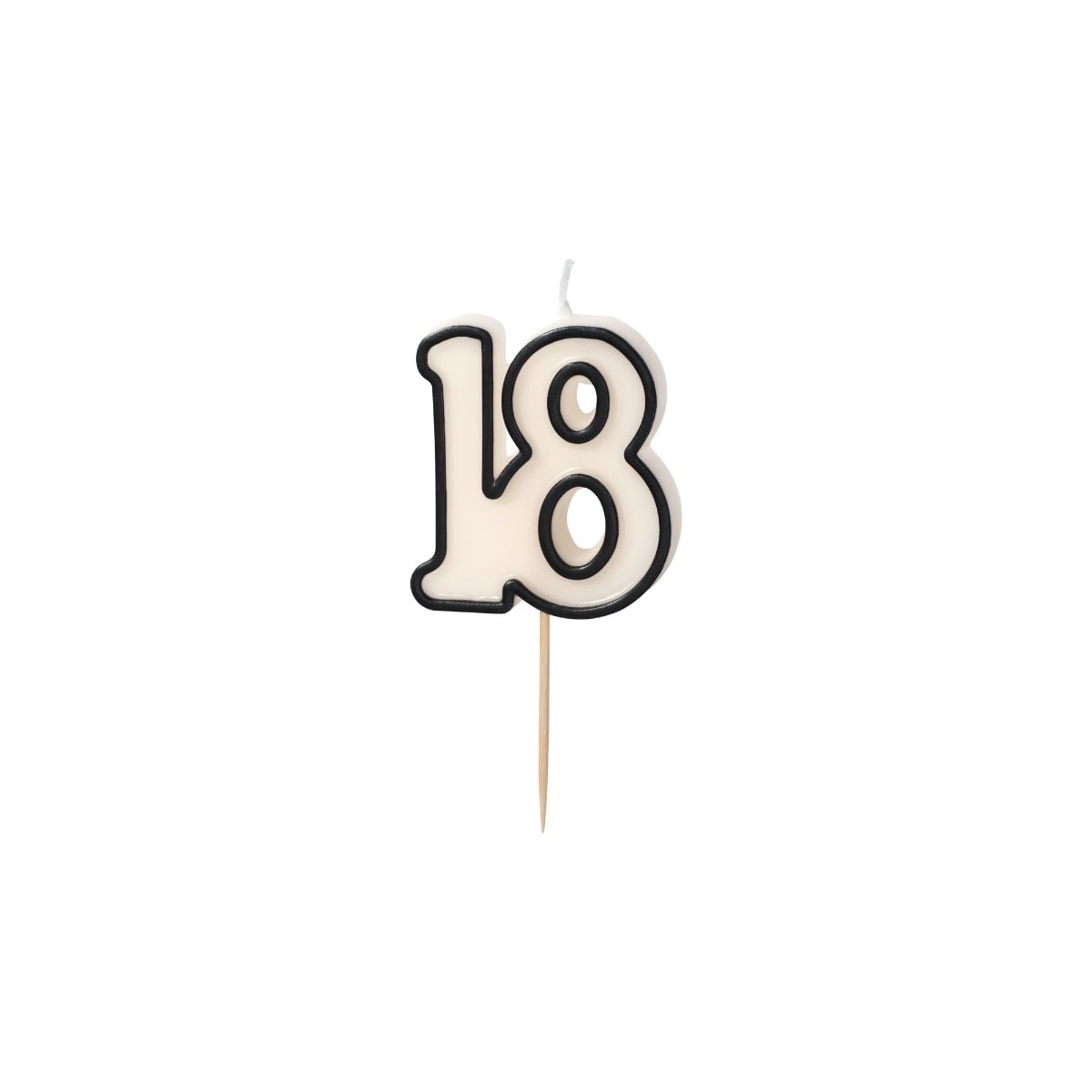 Bougie Chiffre 18 - Noir et blanc