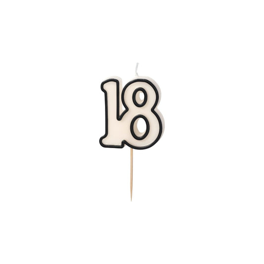 Bougie Chiffre 18 - Noir et blanc