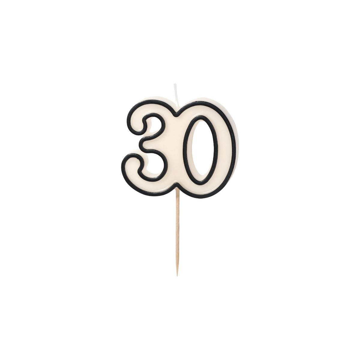 Bougie Chiffre 30 - Noir et blanc