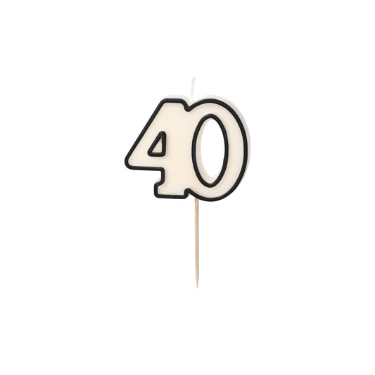 Bougie Chiffre 40 - Noir et blanc