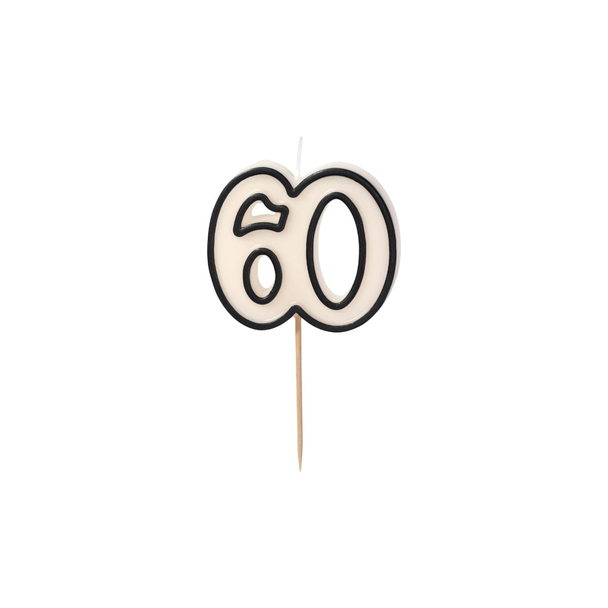 Bougie Chiffre 60 - Noir et blanc