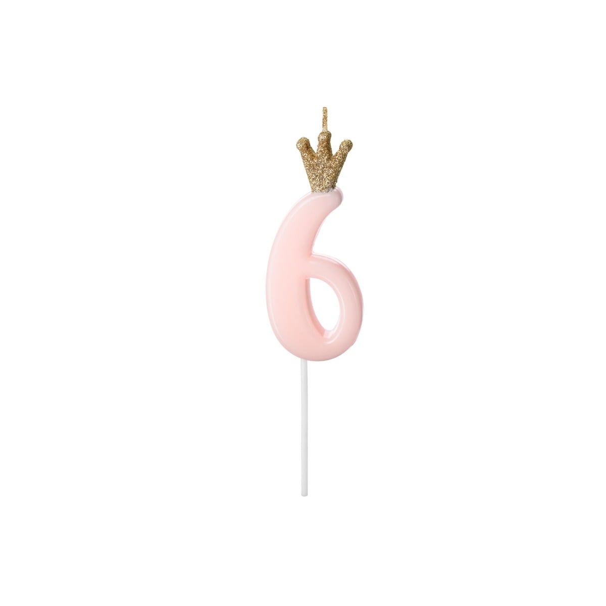 Bougie Chiffre 6 Rose (9.5cm)
