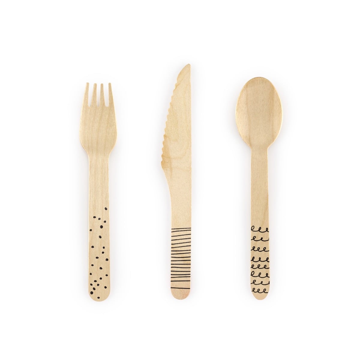 Couverts en bois - Motifs (18pcs)