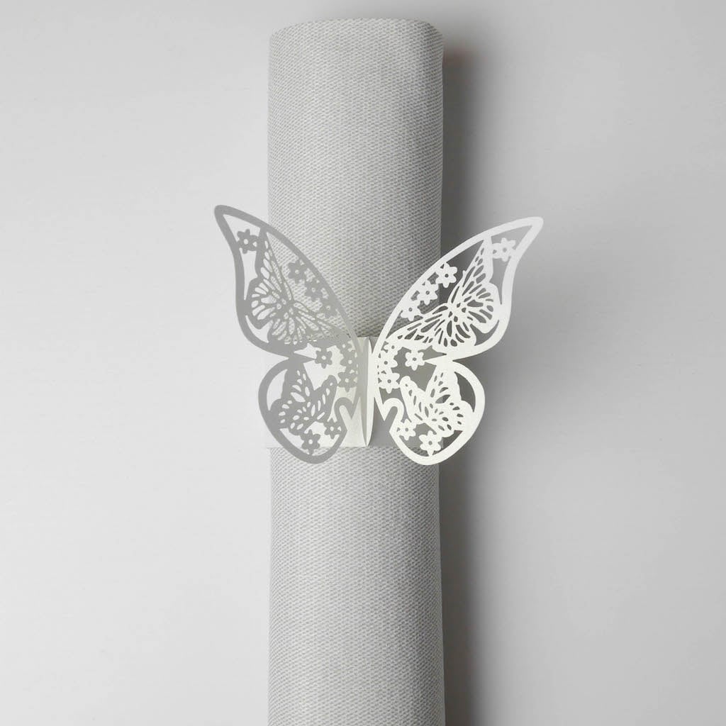 Ronds de serviette - Papillon Blanc (10 pcs)