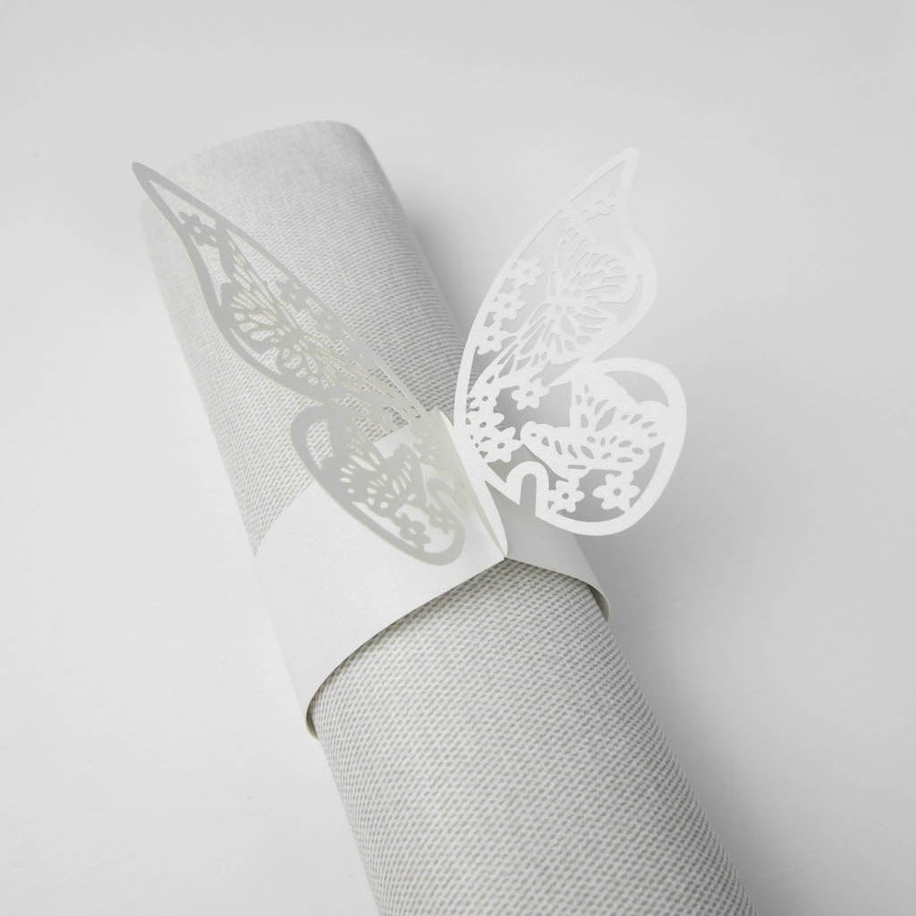 Ronds de serviette - Papillon Blanc (10 pcs)