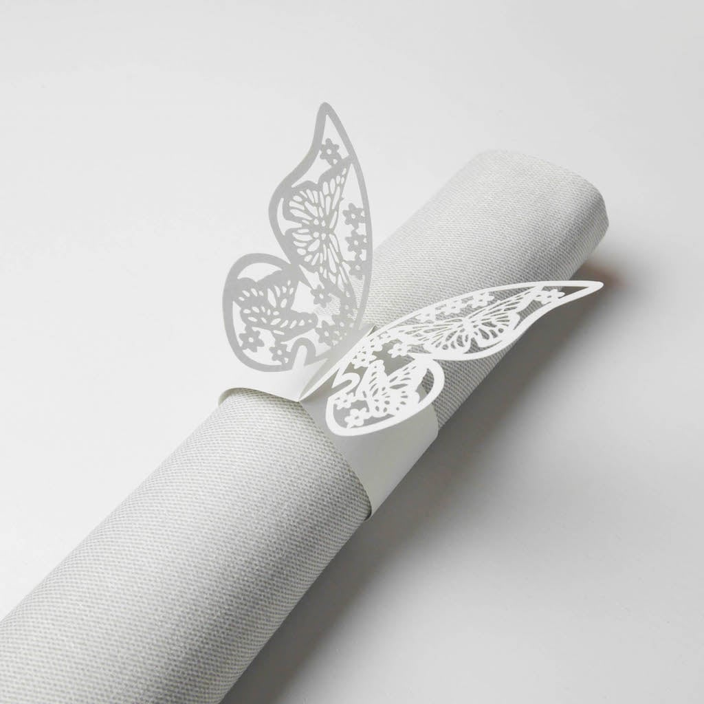 Ronds de serviette - Papillon Blanc (10 pcs)