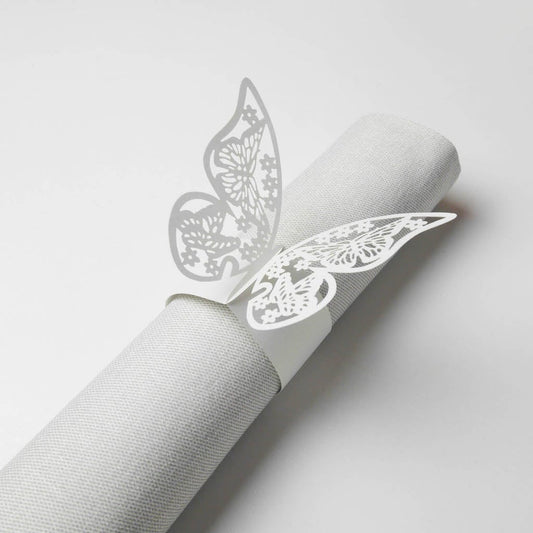 Ronds de serviette - Papillon Blanc (10 pcs)