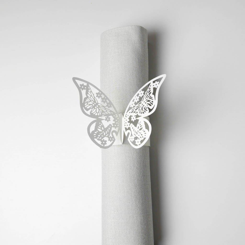 Ronds de serviette - Papillon Blanc (10 pcs)