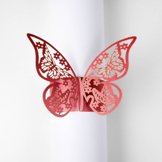 Ronds de serviette - Papillon Bordeaux (10 pcs)