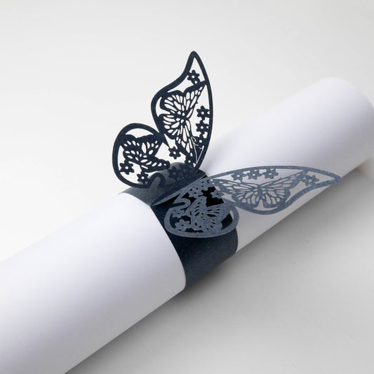Ronds de serviette - Papillon Noir (10 pcs)