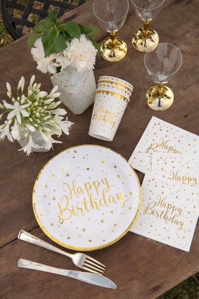 Serviettes Apéro "Happy Birthday" (20 pcs) - Or