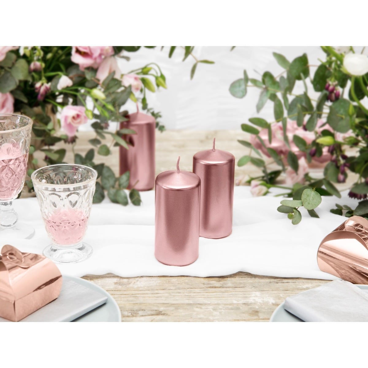 Bougie Rose Gold métallisée 12x6cm - (1pce)
