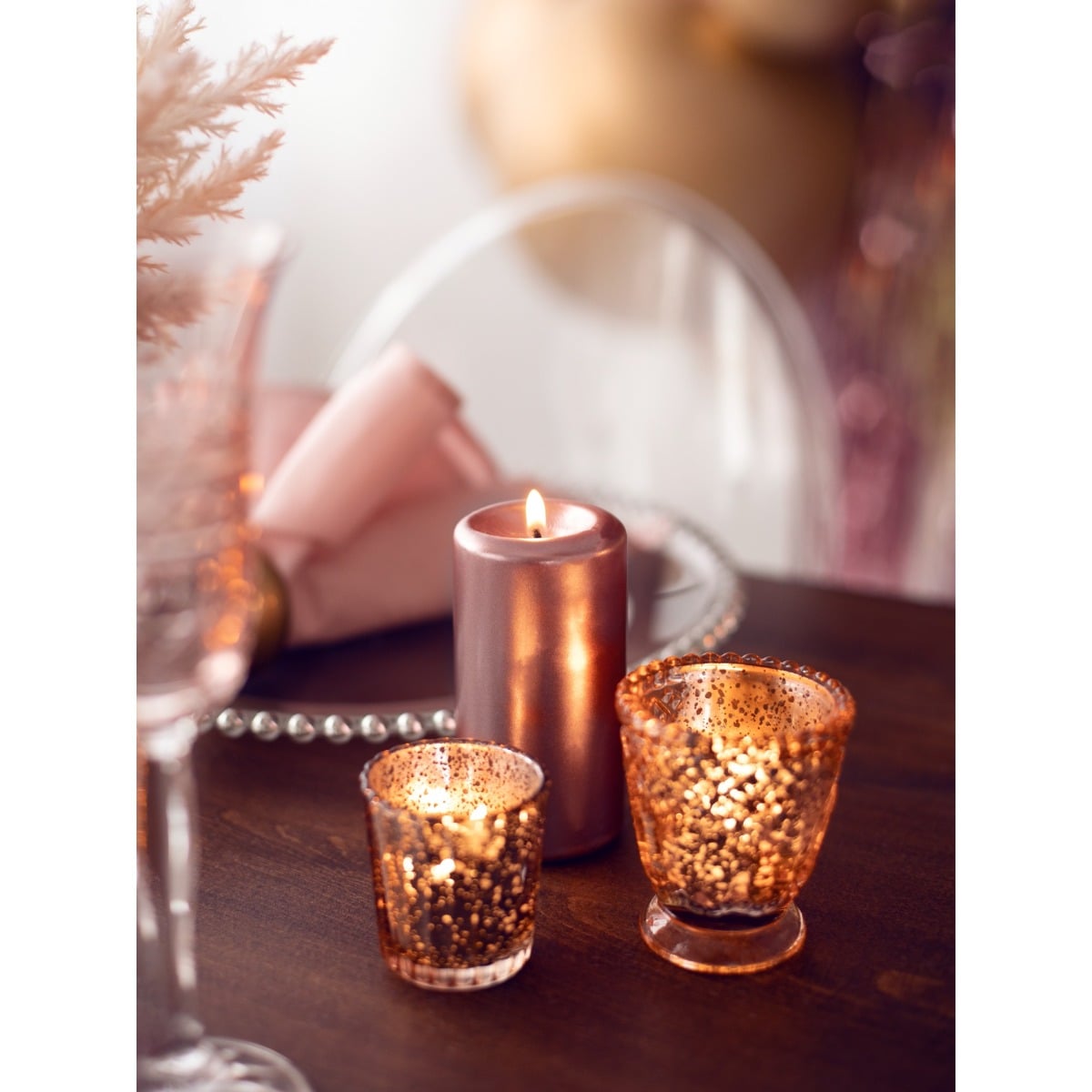 Bougie Rose Gold métallisée 12x6cm - (1pce)