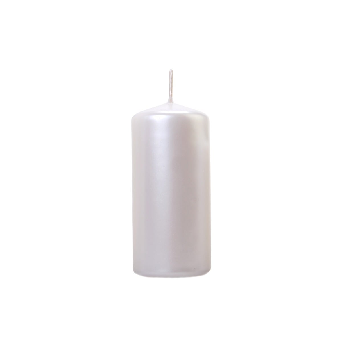 Bougie Blanc Perle métallisée 12x6cm - (1pc)