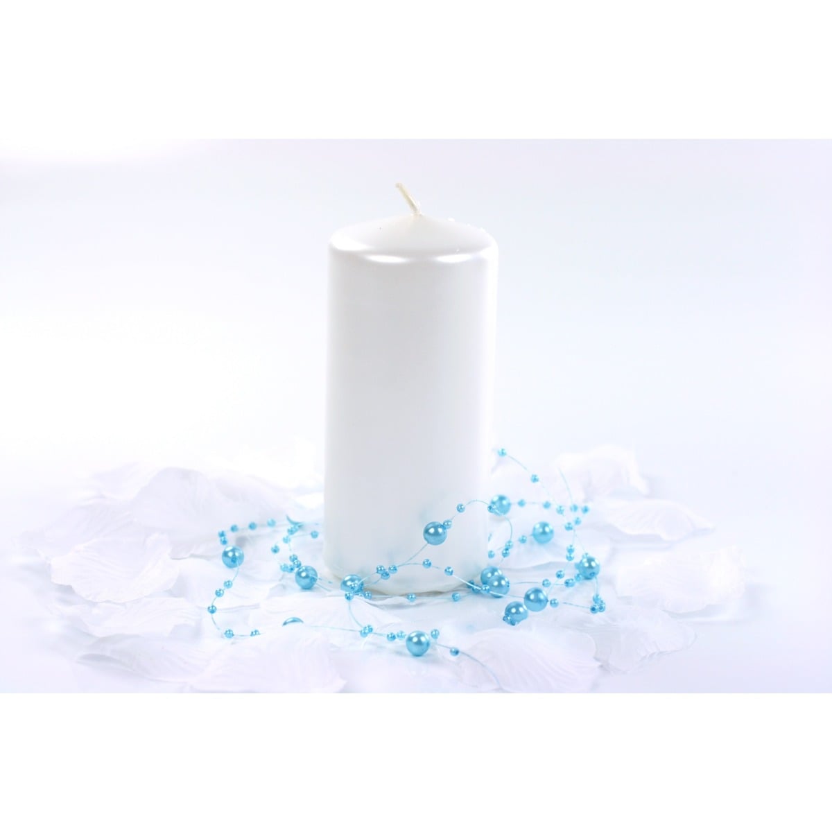 Bougie Blanc Perle métallisée 12x6cm - (6pcs)