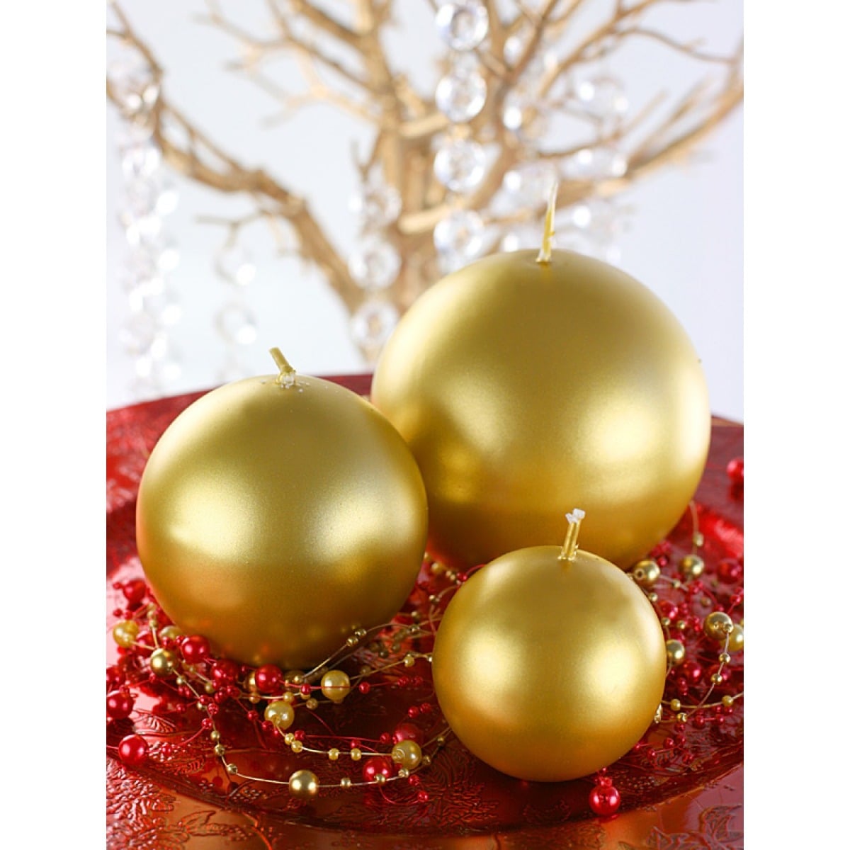 Bougie Sphère Dorée - 8cm (6pcs)