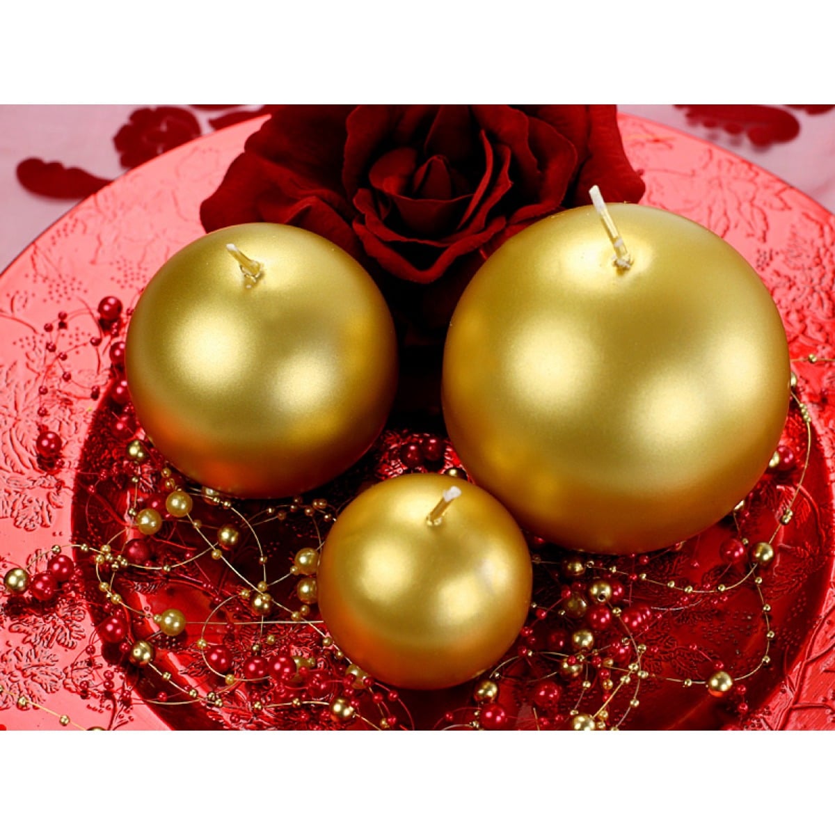 Bougie Sphère Dorée - 8cm (6pcs)