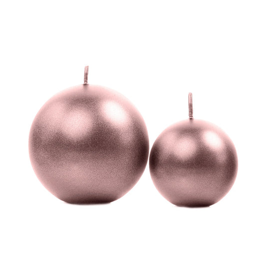 Bougie Sphère Rose gold metallisé 8cm - (6pcs)