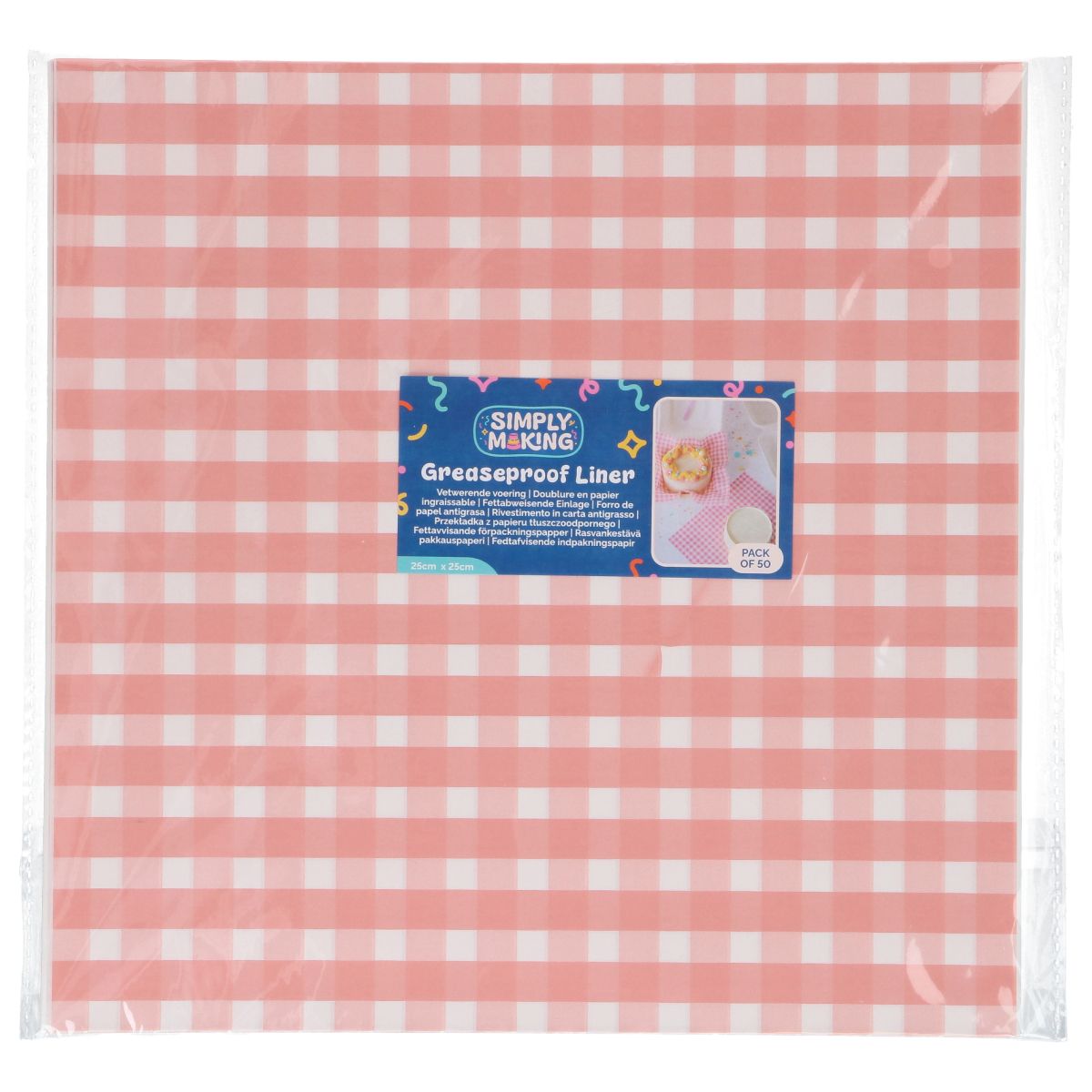 Bento Box Liner - Carreaux roses 25x25cm