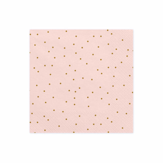 Serviettes roses à pois Or (20pcs)