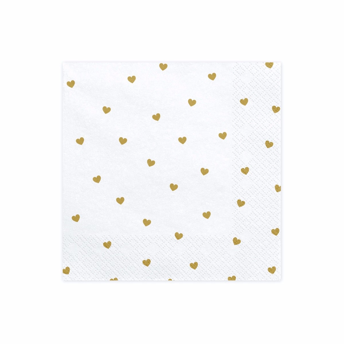 Serviettes blanches à coeurs Or (20pcs)