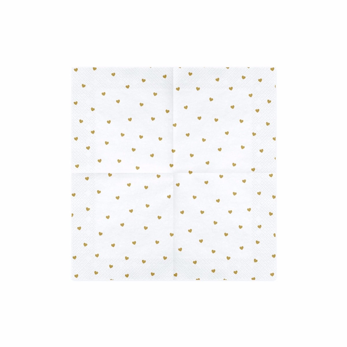 Serviettes blanches à coeurs Or (20pcs)