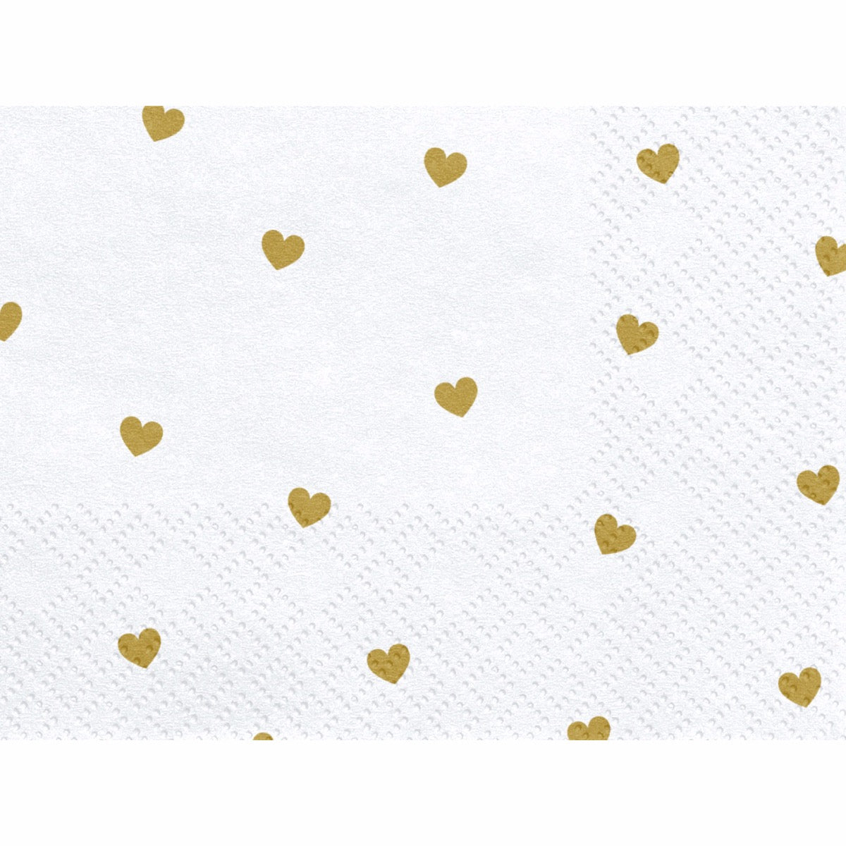 Serviettes blanches à coeurs Or (20pcs)